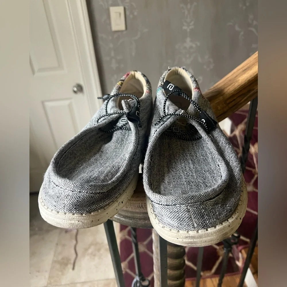 Hey Dude mens Wally Funk Etno Grey shoes very good condition.